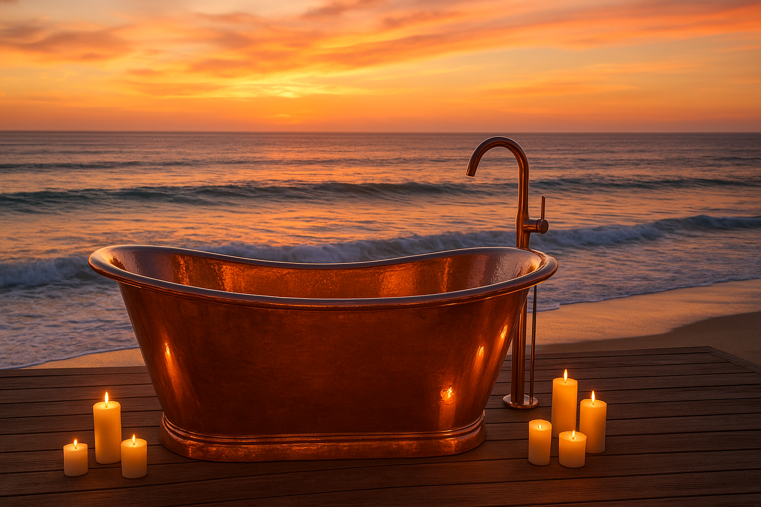 The Charm of a Copper Bathtub by the Ocean