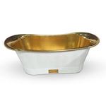 Load image into Gallery viewer, Brass Bathtub Polished Smooth Brass Inside & Matte White Outside