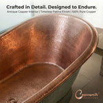 Load image into Gallery viewer, Slanting Base Copper Bathtub Hammered Antique Copper Interior & Patina Exterior Finish