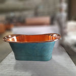Load image into Gallery viewer, Straight Base Copper Bathtub Polish Copper Inside & Patina Exterior