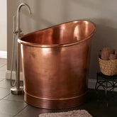 30-Inch Round Japanese Soaking Style Antique Finish Copper Bathtub