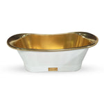 Load image into Gallery viewer, Brass Bathtub Polished Smooth Brass Inside & Matte White Outside