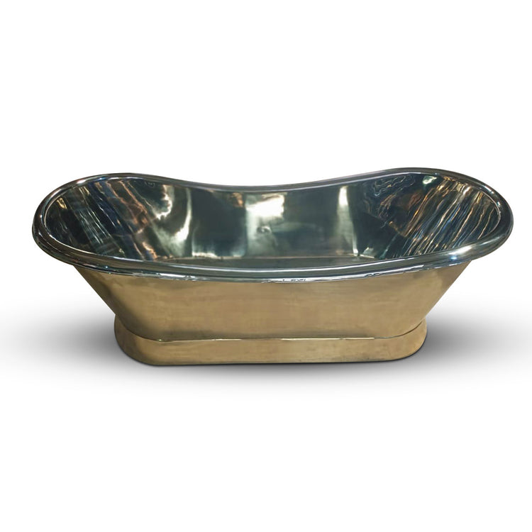 2000mm Slanting Base Brass Bathtub Nickel Interior