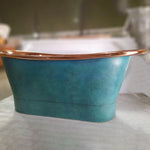 Load image into Gallery viewer, Straight Base Copper Bathtub Polish Copper Inside & Patina Exterior