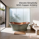 Load image into Gallery viewer, Slanting Base Copper Bathtub Hammered Antique Copper Interior & Patina Exterior Finish