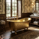 Load image into Gallery viewer, Clawfoot Brass Bathtub Hammered Exterior Full Brass Finish