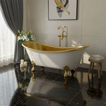 Load image into Gallery viewer, Clawfoot Brass Bathtub Polished Brass Interior & Matt White Exterior Finish