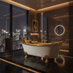 Load image into Gallery viewer, Clawfoot Brass Bathtub Polished Brass Interior & Matt White Exterior Finish
