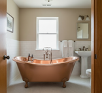 Load image into Gallery viewer, Clawfoot Copper Bathtub Hammered Polished Copper Finish