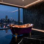 Load image into Gallery viewer, Clawfoot Copper Bathtub Polish Copper Inside RAL 4007 Purple violet Outside