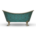 Load image into Gallery viewer, Clawfoot Copper Bathtub Verdigris Patina Exterior & Tin Interior Double Slipper
