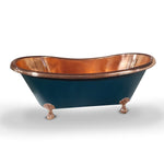 Load image into Gallery viewer, Copper Bathtub RAL 6004 Blue-Green Exterior & Copper Clawfoot Legs