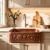 Copper Farmhouse Sink Sunflower Front Apron