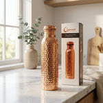 Load image into Gallery viewer, Copper Water Bottle Hammered Polish Finish