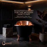 Hammered Clawfoot Copper Bathtub Copper Interior & Black Exterior