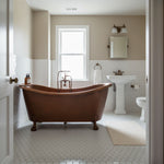 Load image into Gallery viewer, Hammered Clawfoot Copper Double Slipper Tub