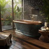 Pedestal Copper Bathtub Patina Exterior & Polished Copper Interior