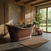 Ribbed Base Smooth Double Slipper Nickel Interior Copper Bathtub