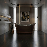 Load image into Gallery viewer, Ribbed Base Smooth Double Slipper Nickel Interior Copper Bathtub