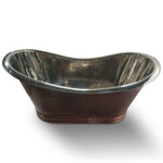 Load image into Gallery viewer, Ribbed Base Smooth Double Slipper Nickel Interior Copper Bathtub