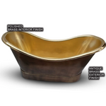 Load image into Gallery viewer, Roll Top Brass Bathtub Polished Interior & Antique Finish exterior