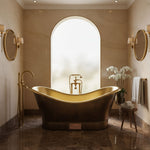 Load image into Gallery viewer, Roll Top Brass Bathtub Polished Interior & Antique Finish exterior