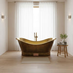 Load image into Gallery viewer, Roll Top Brass Bathtub Polished Interior & Antique Finish exterior