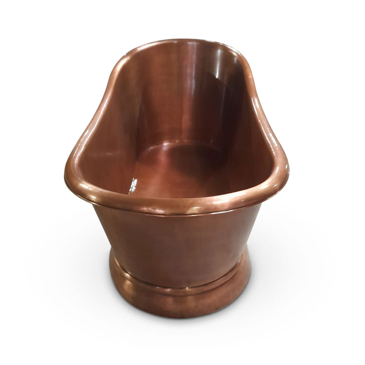 Smooth Single Slipper Pedestal Copper Bathtub