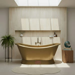 Load image into Gallery viewer, Slanting Base Brass Bathtub Brushed Full Brass Finish