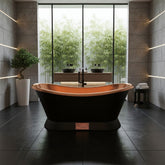 Slanting Base Copper Bathtub Full Black Exterior