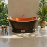 Slanting Base Copper Bathtub Full Black Exterior