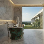Load image into Gallery viewer, Slanting Base Stainless Steel Bathtub Weathered Patina Exterior