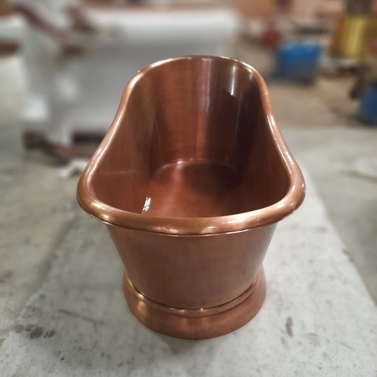 Smooth Single Slipper Pedestal Copper Bathtub