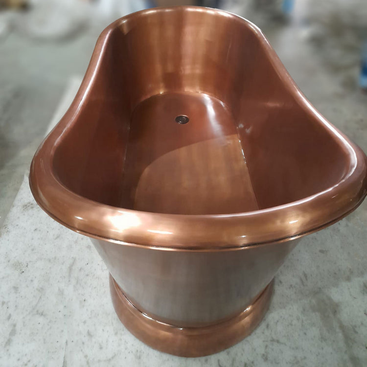 Smooth Single Slipper Pedestal Copper Bathtub