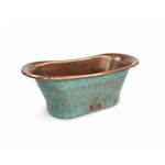 Load image into Gallery viewer, Straight Base Copper Bathtub Hammered Antique Finish Interior & Blue Green Patina Exterior Finish