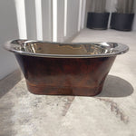 Load image into Gallery viewer, Straight Base Copper Bathtub Nickel Inside & Weathered Antique Finish Copper Outside
