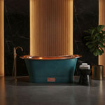 Load image into Gallery viewer, Straight Base Copper Bathtub Polish Copper Inside & Patina Exterior