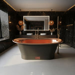 Load image into Gallery viewer, Straight Base Copper Bathtub Polished Copper Interior & RAL7024 Graphite grey Exterior