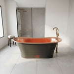Load image into Gallery viewer, Straight Base Copper Bathtub Polished Copper Interior & RAL7024 Graphite grey Exterior
