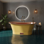 Load image into Gallery viewer, Straight Base Copper Bathtub Polished Copper Interior & RAL 1003 Signal Yellow Exterior