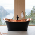 Load image into Gallery viewer, Roll Top Copper Bathtub Inside Polish Copper Outside Black