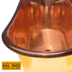 Load image into Gallery viewer, Straight Base Copper Bathtub Polished Copper Interior & RAL 1003 Signal Yellow Exterior