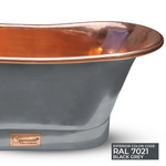 Load image into Gallery viewer, Straight Base Copper Bathtub Polished Copper Interior & RAL7021 Black Grey Exterior
