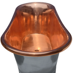 Load image into Gallery viewer, Straight Base Copper Bathtub Polished Copper Interior & RAL7021 Black Grey Exterior