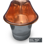 Load image into Gallery viewer, Straight Base Copper Bathtub Polished Copper Interior & RAL7021 Black Grey Exterior