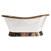 Slanting Base Copper Bathtub Nickel Inside & on Base Matt White Powder Coated Outside Outside