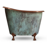 Load image into Gallery viewer, Clawfoot Bathtub Hammered Copper Single-Slipper Blue-Green Patina Soaking Tub 49-inch