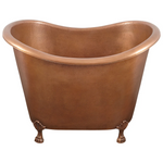 Load image into Gallery viewer, Clawfoot Bathtub Hammered Copper Double-Slipper Soaking Tub 48-inch