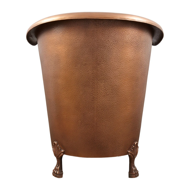 Clawfoot Bathtub Hammered Copper Double-Slipper Soaking Tub 48-inch