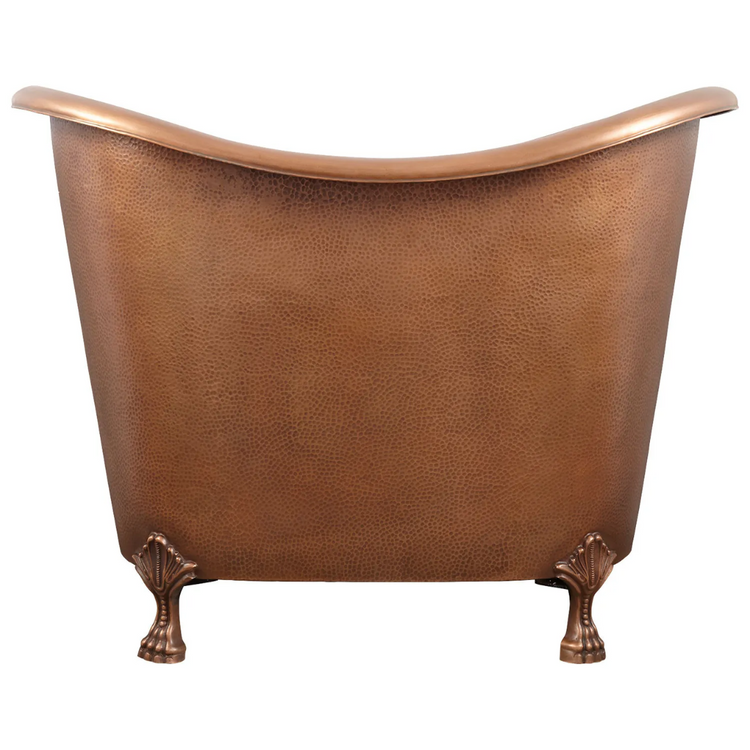 Clawfoot Bathtub Hammered Copper Double-Slipper Soaking Tub 48-inch